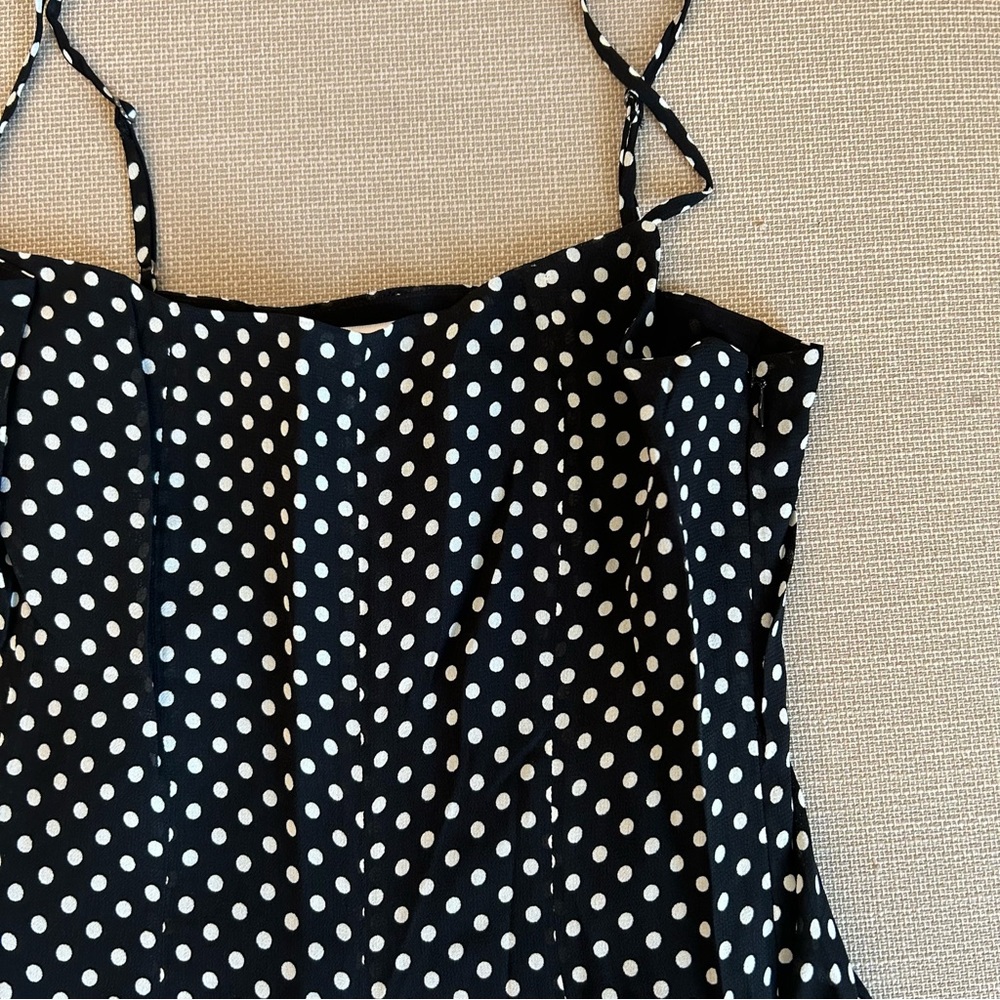 Reformation Annelise Mini Dress - Caviar Polka Dots Causal Party French Vacation - Picture 6 of 13